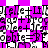 Animated icon with repeating text and pink star shapes on white background, text elements shift position across frames.