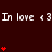 Dark red background with repeated white text "In love <3" and red heart symbols arranged in vertical and horizontal patterns.