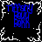 Four identical blue pixelated text icons arranged in a on a black background with white pixelated border