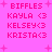 Pixelated pink background with repeated text and star symbols in two identical vertical