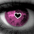 A pixelated pink heart-shaped icon with a black heart outline and white border, set against a gray gradient background.