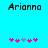 Pixelated text 'Arianna' appears above two of pink and purple puzzle-piece icons on a cyan background