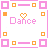 A 3x2 contact sheet of a pixel art animation featuring the word "Dance" with heart symbols, arranged in a grid of pink and orange squares on white background.
