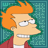 Pixelated character with orange hair and red jacket against teal background, displaying repeated 'FRY' text in yellow below.