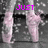 Pixelated animation of a ballet dancer in pink pointe shoes performing on a dark stage with scattered white particles, text overlays change across frames.