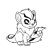 Pixelated grayscale icon of a small, stylized animal with large eyes, rounded ears, and a curled tail, sitting upright with limbs tucked close to its body.