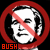 Three identical pixelated images of a person's face with red prohibition symbols, each overlaid on black background with text labels below.