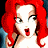 A 48x48 pixel animated buddy icon featuring a cartoon character with red hair and an open mouth on the left, next to green text reading "Original Icons .com" on a dark background.