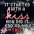 Pixelated animated contact sheet showing two identical frames of a text-based buddy icon with pink and white lettering on dark background, featuring a heart symbol at bottom left.
