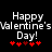 Pixelated text 'Happy Valentine's Day!' in white with red hearts on black background, two identical frames side-by-side.