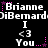 Pixelated text and symbols repeat across a black background with pink accents, forming three identical vertical of 'Briann' and 'DiBernard' names above heart and 'You...' messages