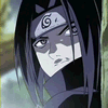 Anime character with dark hair and a spiral forehead symbol, shown in with shifting expressions and background lightning effects