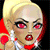 Pixelated cartoon-style female character with blonde hair, red lips, and pearl earrings, shown in four color variations against solid backgrounds.
