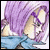 Pixelated anime-style character with purple hair and blue clothing, next to green text reading 'Original Icons .com' on a dark background.