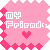 Two side-by-side pixelated pink icons with 'My Friends;' text and a heart symbol, bordered by pink diamond shapes on a gray background.