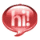 Two red speech bubbles with white borders display the text 'm!' in a stylized font, one static and one slightly blurred.