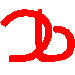 Red stylized letter B shapes on gray background, four distinct variations arranged in two