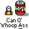 Animated contact sheet showing six frames of a pixel art buddy icon featuring a yellow stick figure and red