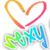 A heart-shaped outline in orange-to-pink gradient above stylized text reading 'MOXY' in green, cyan, and blue with gray outlines.