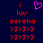 A pixelated digital image with red text and symbols on a dark blue background, featuring two identical side-by-side layouts of 'i luv serena' followed by three of '}>3>3>3' patterns