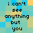 Pixelated text reads "i can't see anything but you" on a of blue and yellow squares with alternating light and dark tones