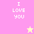 Pixelated text "I LOVE YOU" on four colored quadrants with two star icons, one yellow and one pink.