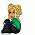 Pixelated avatar of a blonde girl in green top and black pants with text 'Daddy's Girl' on right side.