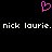 A static pixel art icon with a pink heart symbol above repeated white text on black background.