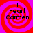 Four identical circular icons arranged in a , each with red and purple spiral background and black text reading "Heart Carmen"