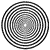 Two circular pixelated patterns with concentric rings of alternating black and white segments, each with a central white dot.