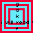 A pixelated animation of nested red squares on a light blue background with text elements 'g', 'o', 'k', 'i will read f' arranged vertically.