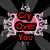 Pixelated icon with red text 'Cry Over You' on a pink heart shape, surrounded by white and gray smoke-like patterns against dark background.