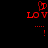 Red pixelated text and symbols on black background with dotted lines and exclamation mark.