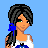Pixel art contact sheet showing two distinct animated character frames with text elements on a blue background.