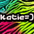Pixelated icon with vibrant green and cyan background, pink and orange lower section, and white text reading "Katie=]" on black bar.