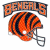 A two-frame contact sheet showing a pixelated Cincinnati Bengals football helmet icon on the left and green text reading "Original Icons .com" on the right, both in low-resolution 50x50 GIF format with visible dithering and blocky rendering artifacts.