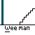 Animated contact sheet showing a pixelated character named Wee man riding a skateboard across staircases in multiple frames with varying positions and expressions.