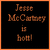 A 50x50 pixel animated contact sheet showing two frames: a black background with orange text reading "Jesse McCartney is hot!" and a grayscale image of a person's face in profile.