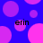 Blue background with scattered pink and purple circles; four instances of the text 'erin' in black lowercase letters.