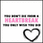 Red background with white pixelated text and a small white square containing black-and-pink text above a heart outline.