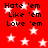 Red background with white stars and repeated black text 'Hate 'em Like 'em Love 'em' in two
