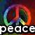 A static image with four distinct sections: a rainbow peace symbol, a heart-shaped sunset, a rainbow zebra, and a blank gray area.