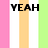 A static image with vertical stripes in pink, white, peach, and light green, displaying black text reading "YEAH" at top left, "ITS" at top right, and "KASEY" at bottom left.