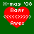 Four identical pixel-art icons arranged in a , each featuring a red heart on green background with text and symbols