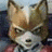 Pixelated image of a fox-like character with brown and white fur, dark eyes, and a neutral expression on a light yellow background.