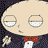 A 2x2 contact sheet of three animated frames from a Family Guy character icon showing Stewie Griffin in different poses and expressions with visible pixelation and dithering effects.