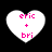 Four heart-shaped icons with pink text 'eric + bri' on white backgrounds against black, showing subtle pixel variations between frames.
