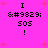 Pixelated pink background with red plus signs, displaying 'I :#9829; SOS !' text in black. Two identical frames show static content.