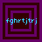 Four identical square arranged in a , each containing nested purple and dark brown squares with blue text 'fghrtjtrj' overlaid