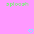 Pixelated green text 'sploosh' appears twice on a pink background with two cyan heart icons below. The image is static and contains no animation changes.